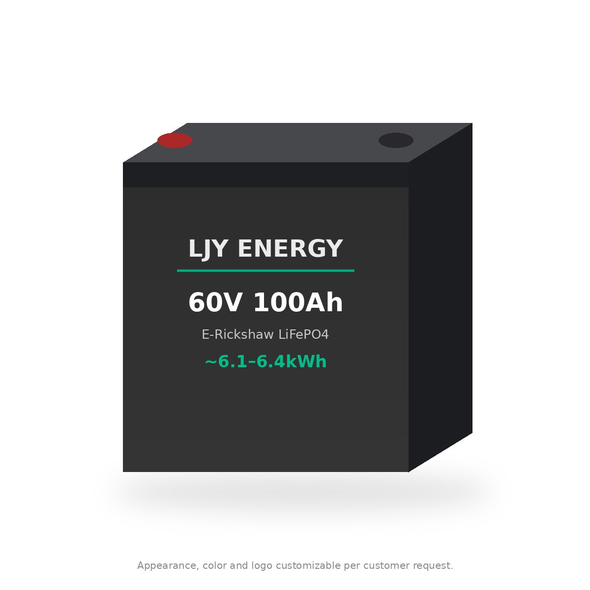 60V 100Ah LiFePO4 Battery for E-Rickshaws & Three-Wheelers LJY-LFP-60V100 60V 100Ah LiFePO4 battery for e-rickshaws and three-wheelers, front view, white background