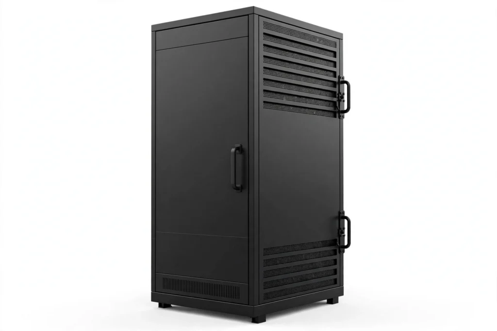 48V 200Ah LiFePO4 Energy Storage Battery 48V 200Ah LiFePO4 energy storage battery cabinet, front view, unbranded product illustration