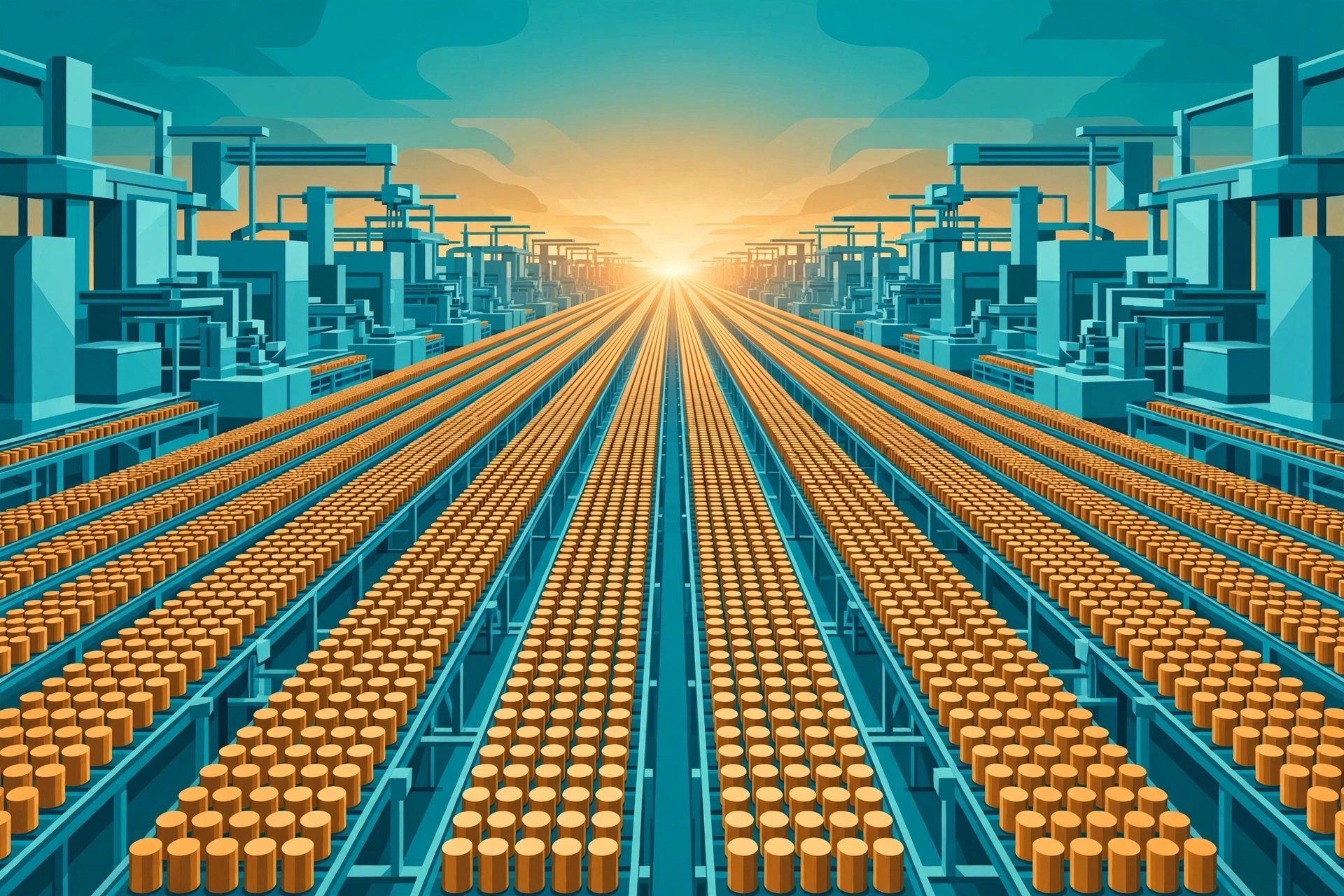 Conceptual illustration: battery factory scale