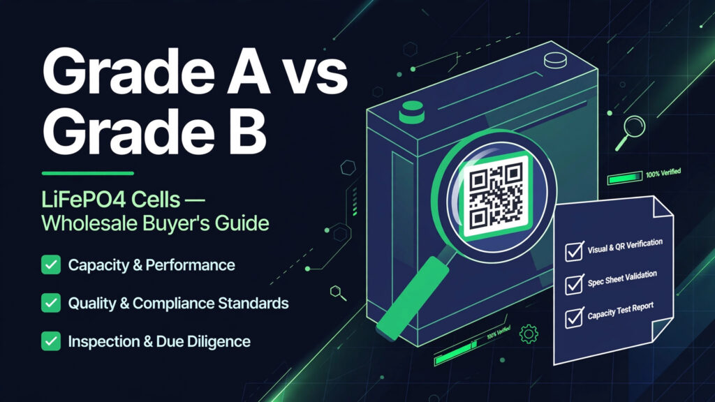 Grade A vs Grade B LiFePO4 Cells: How to Verify Quality Grade A vs Grade B LiFePO4 Cells wholesale buyer's guide — cell inspection and due diligence graphic