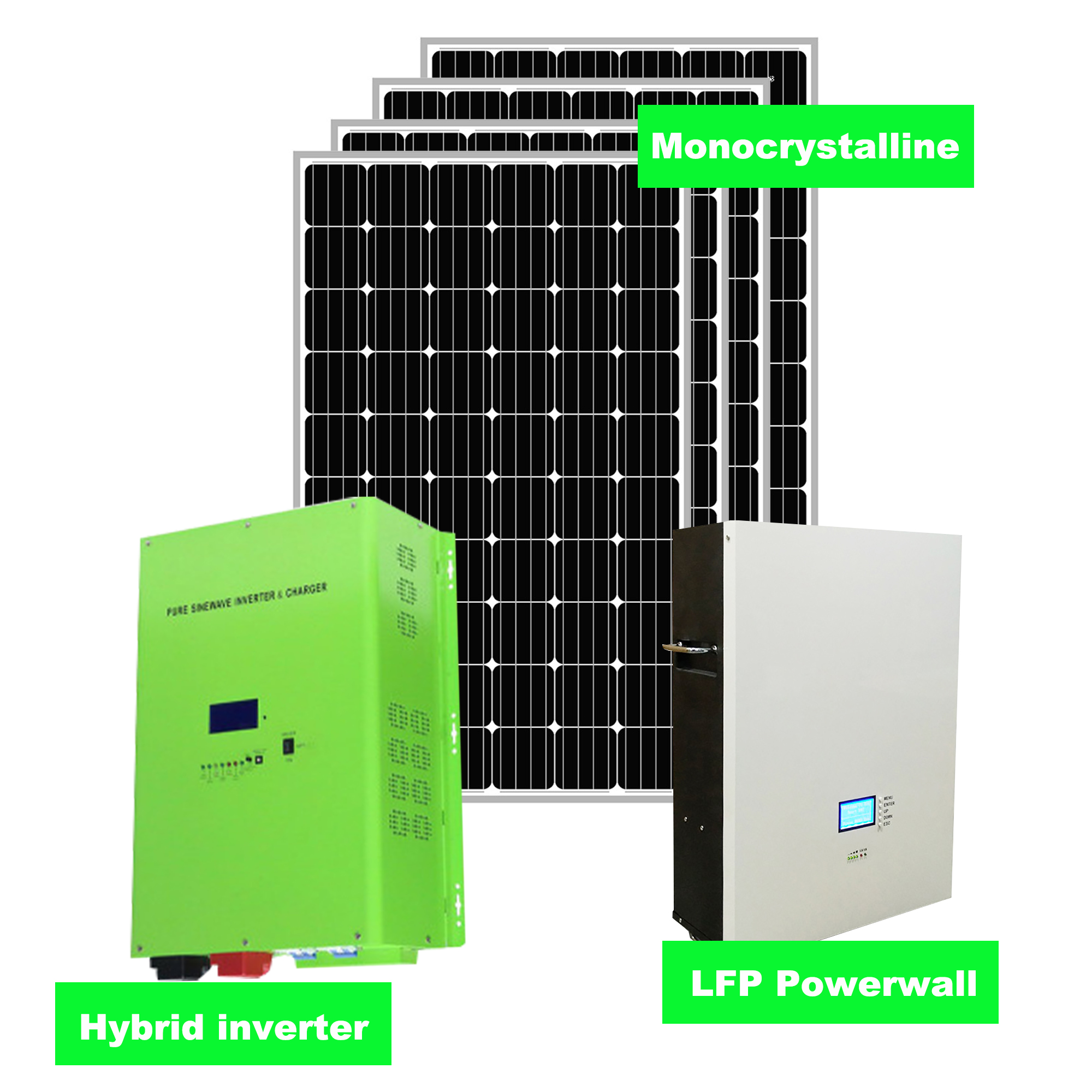 Solar energy storage system with LiFePO4 batteries for a home solar installation